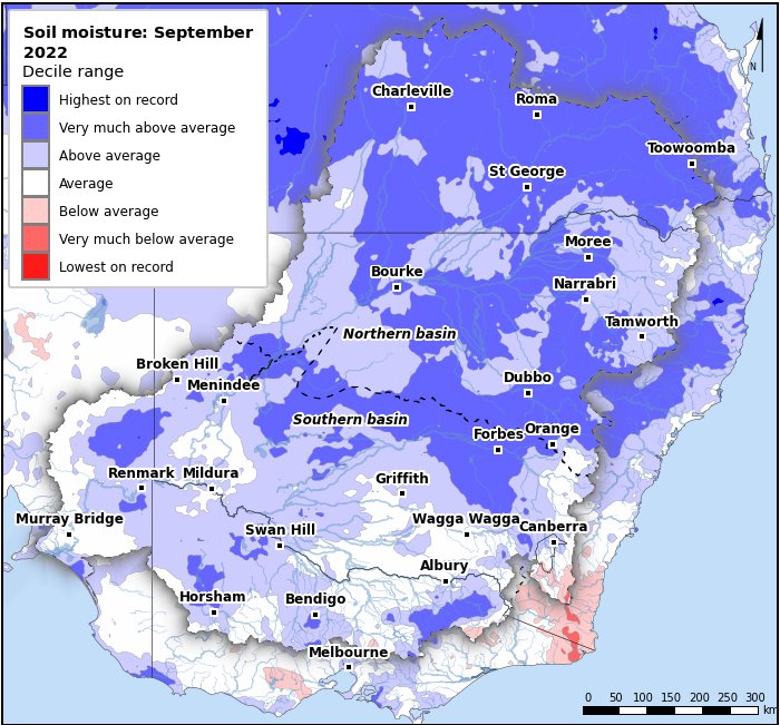 Soil moisture deciles: September 2022