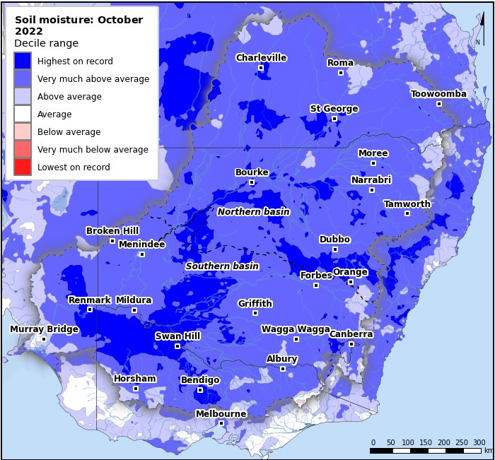 Soil moisture deciles: October 2022