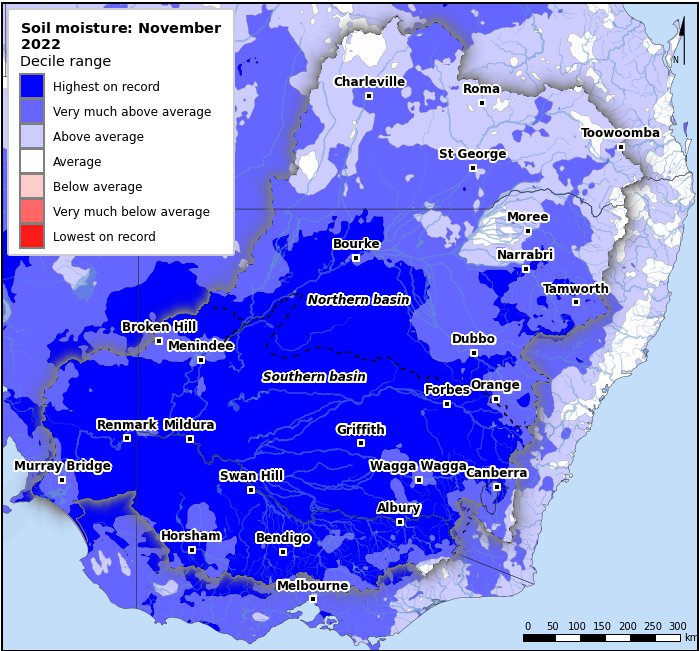 Soil moisture deciles: November 2022