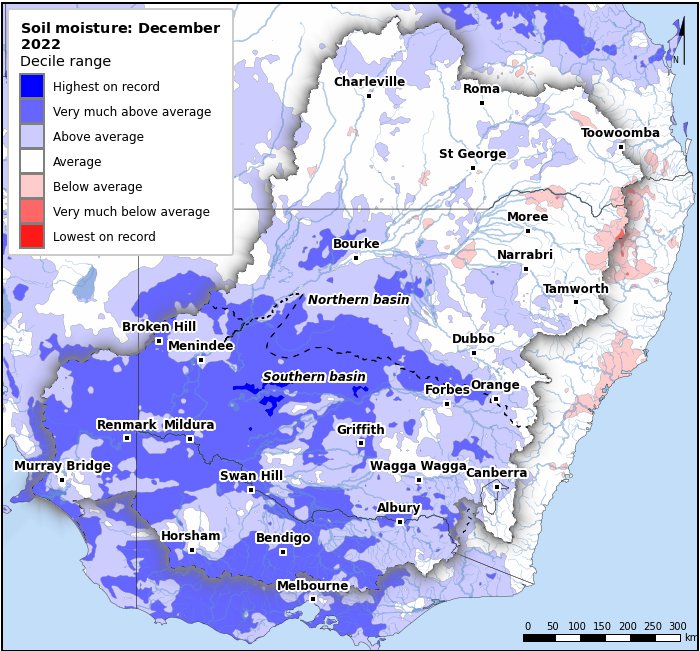 Soil moisture deciles: December 2022