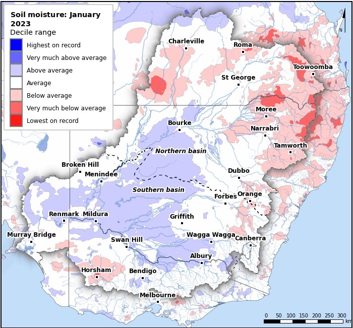 Soil moisture deciles: January 2023
