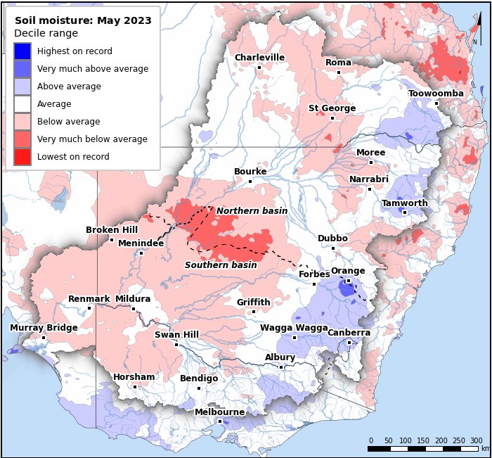 Soil moisture deciles: May 2023