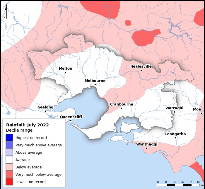 Rainfall deciles: July 2022