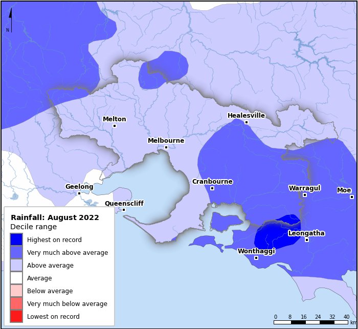 Rainfall deciles: August 2022