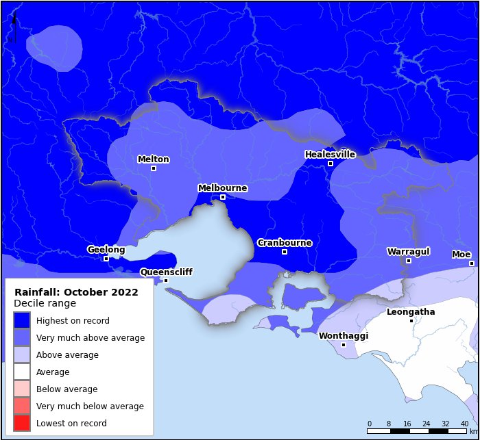 Rainfall deciles: October 2022