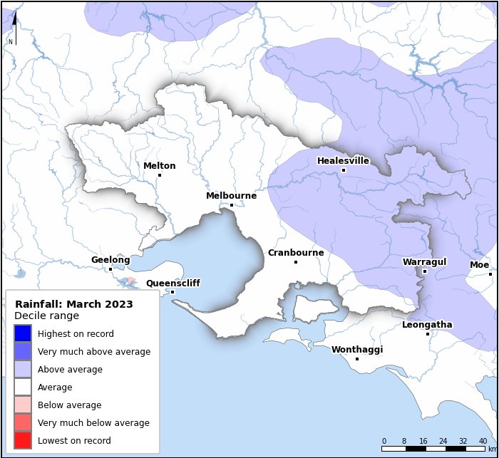 Rainfall deciles: March 2023