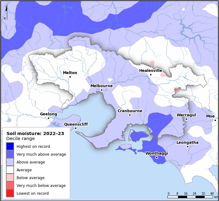 Soil moisture deciles: July 2022–June 2023