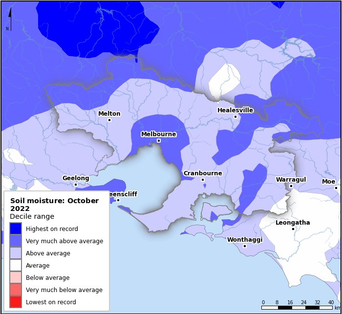 Soil moisture deciles: October 2022
