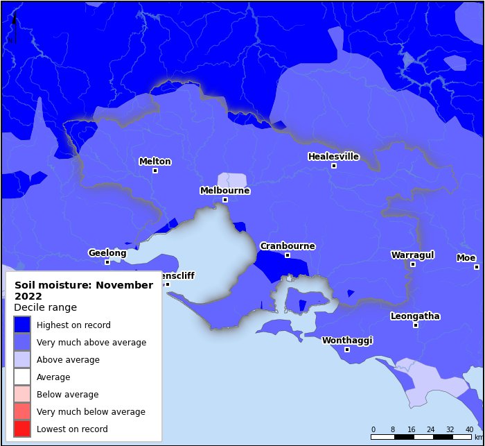Soil moisture deciles: November 2022