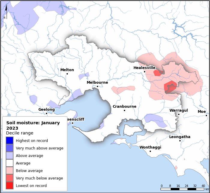 Soil moisture deciles: January 2023