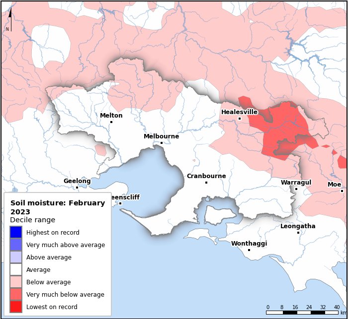 Soil moisture deciles: February 2023