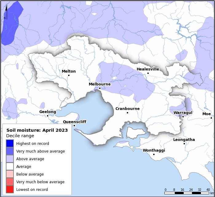 Soil moisture deciles: April 2023