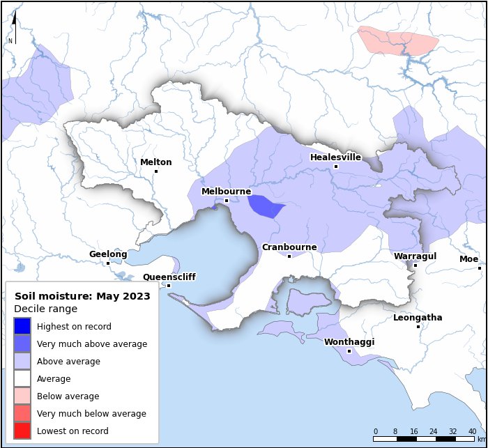 Soil moisture deciles: May 2023