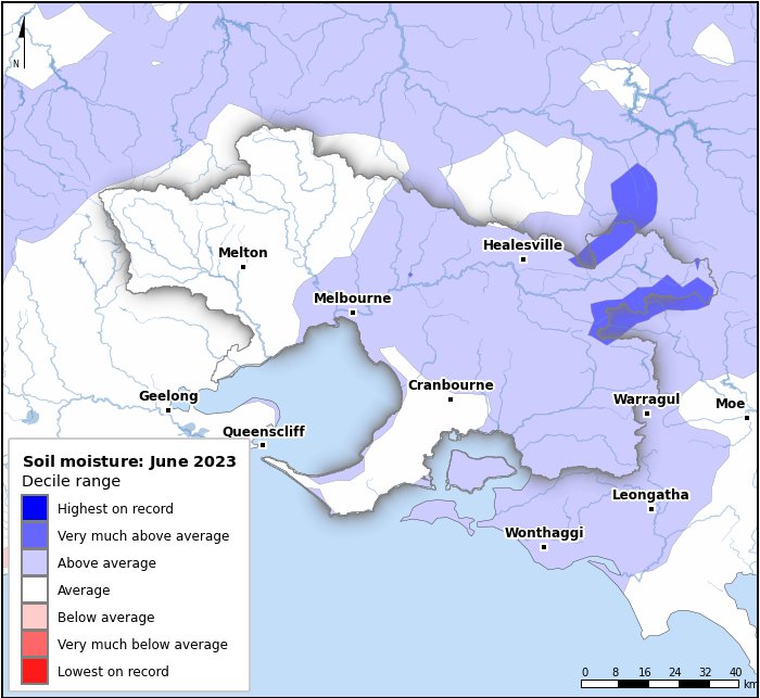 Soil moisture deciles: June 2023