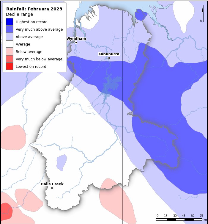Rainfall deciles: February 2023