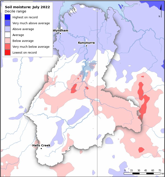Soil moisture deciles: July 2022