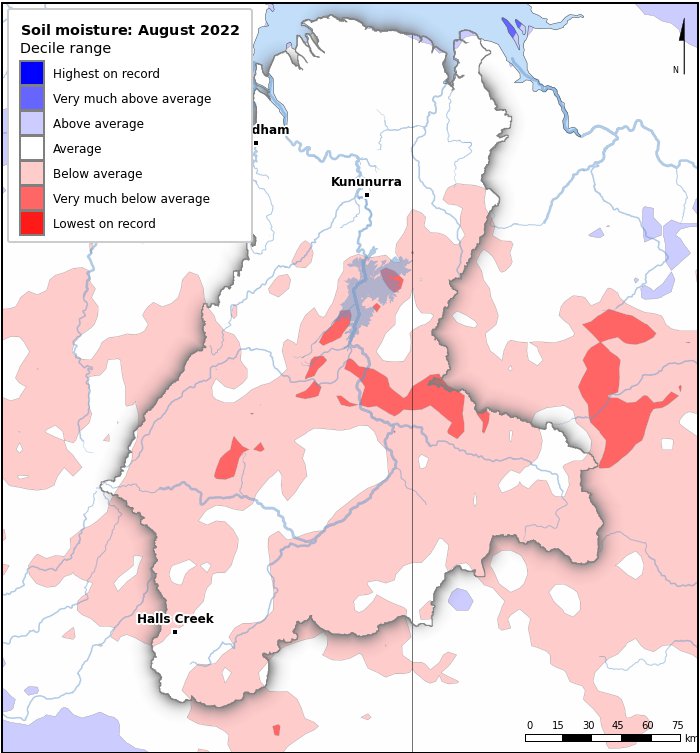 Soil moisture deciles: August 2022