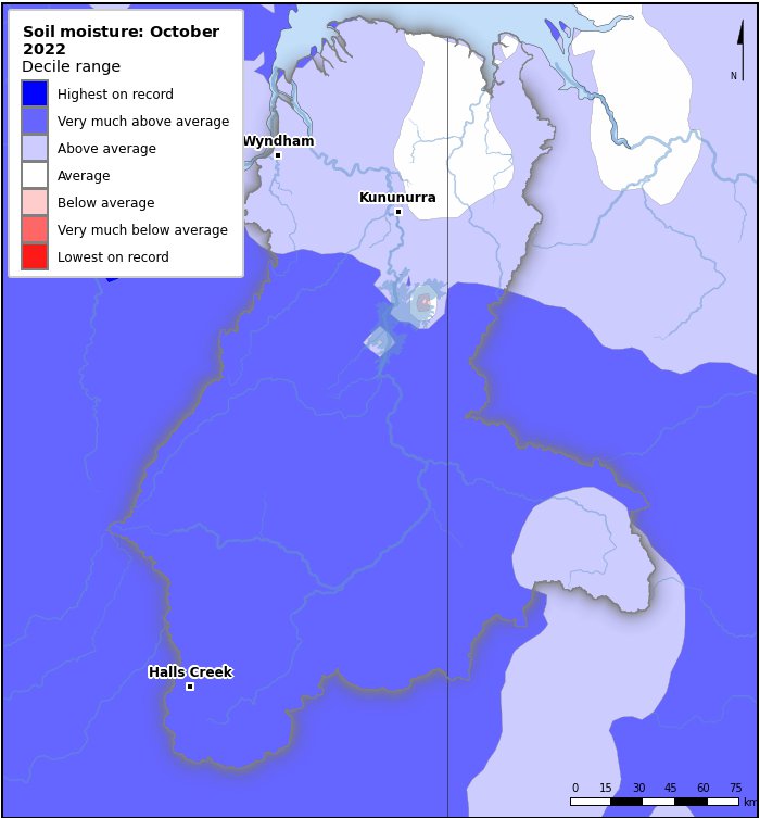 Soil moisture deciles: October 2022