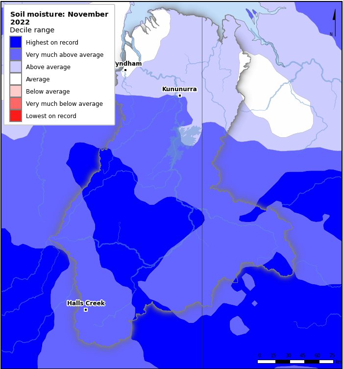 Soil moisture deciles: November 2022