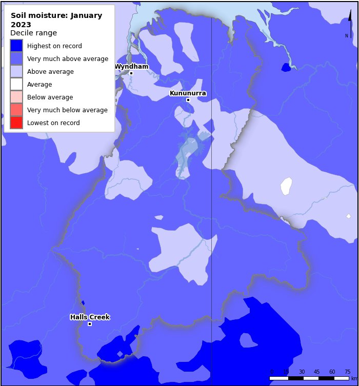 Soil moisture deciles: January 2023