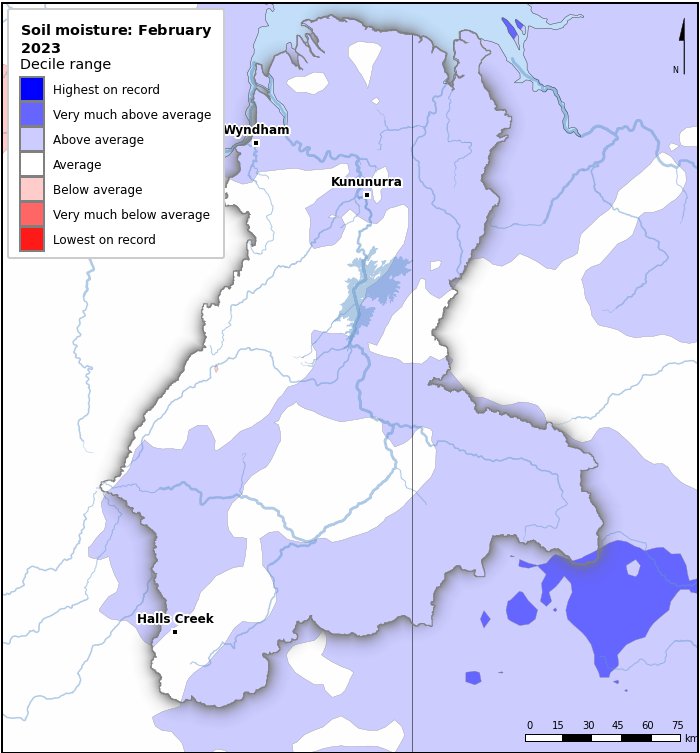 Soil moisture deciles: February 2023