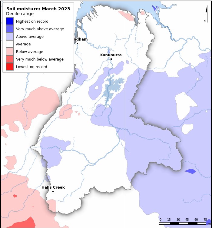 Soil moisture deciles: March 2023