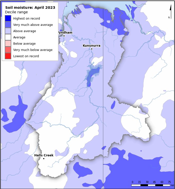 Soil moisture deciles: April 2023