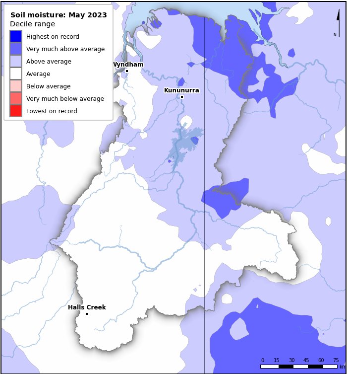 Soil moisture deciles: May 2023