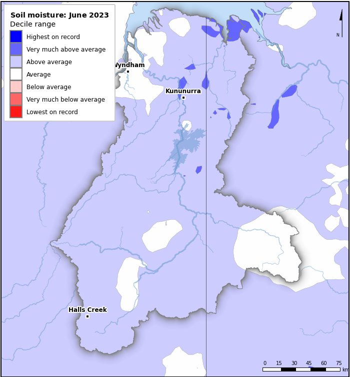 Soil moisture deciles: June 2023