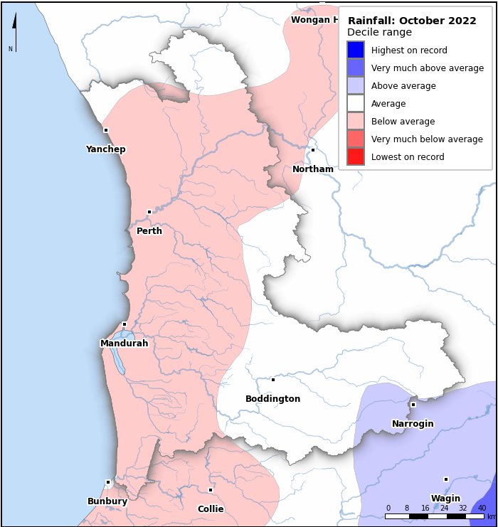 Rainfall deciles: October 2022