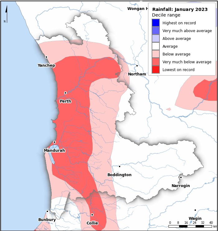 Rainfall deciles: January 2023