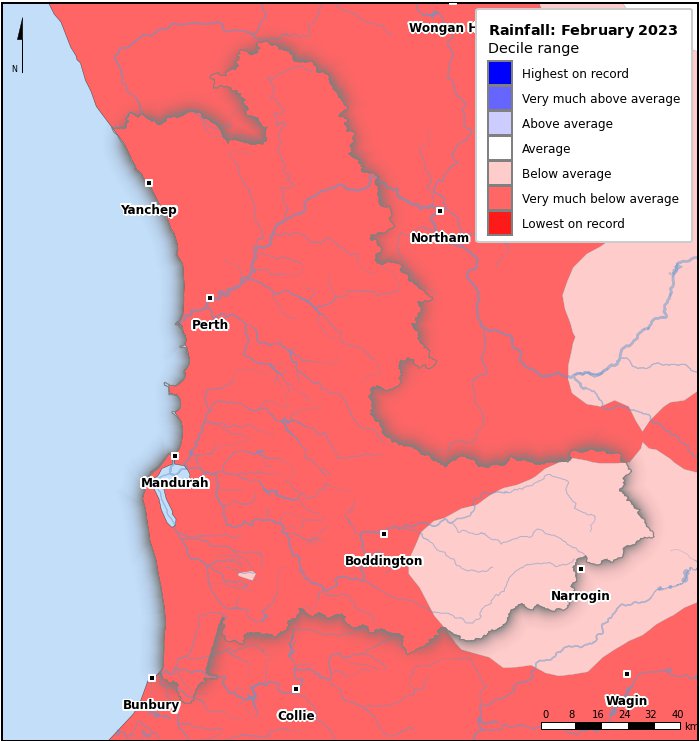 Rainfall deciles: February 2023