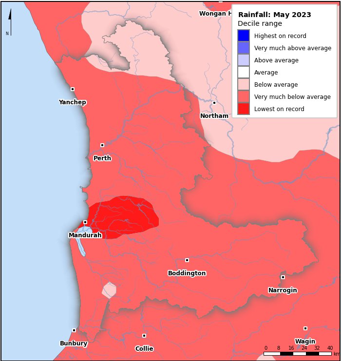 Rainfall deciles: May 2023