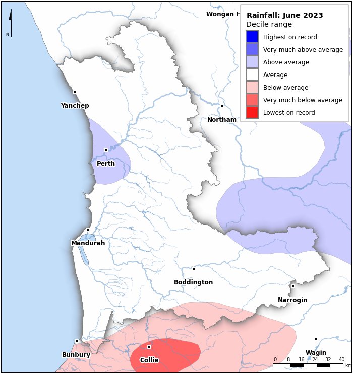 Rainfall deciles: June 2023