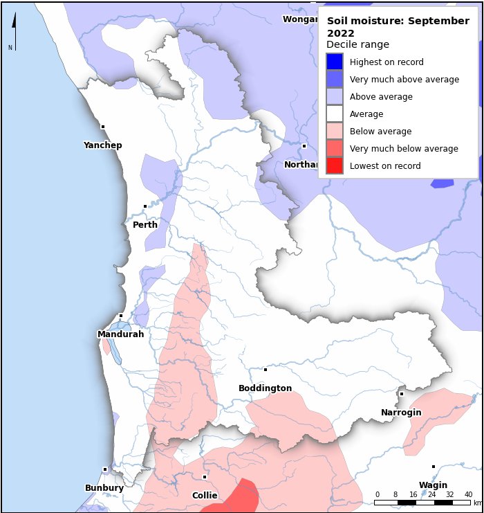 Soil moisture deciles: September 2022