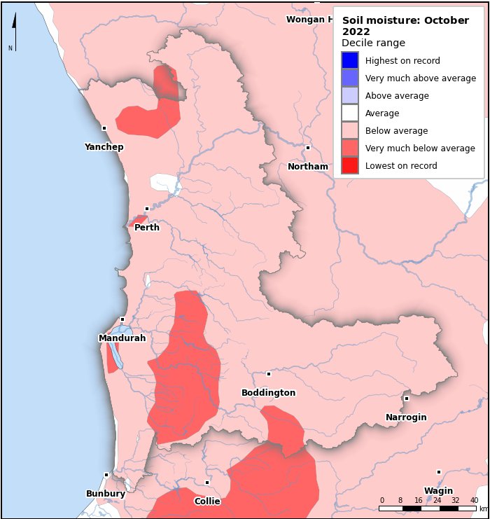 Soil moisture deciles: October 2022