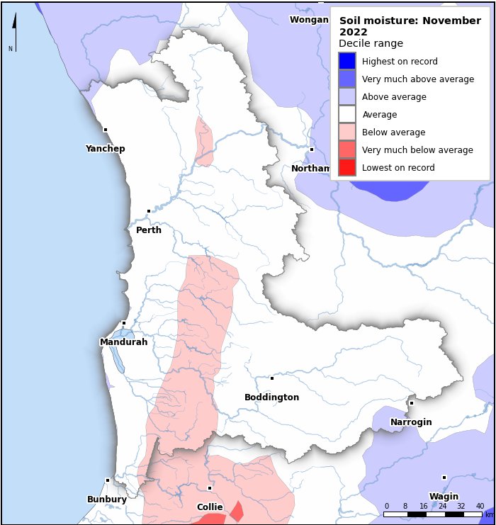 Soil moisture deciles: November 2022