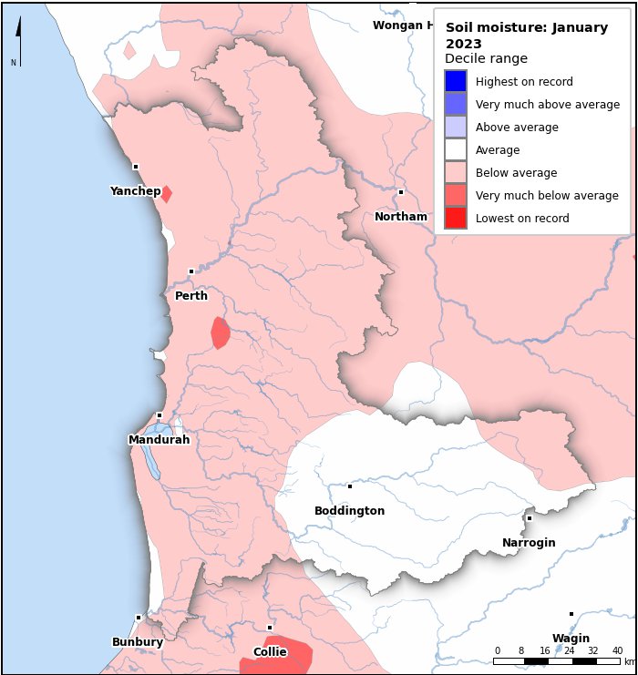 Soil moisture deciles: January 2023