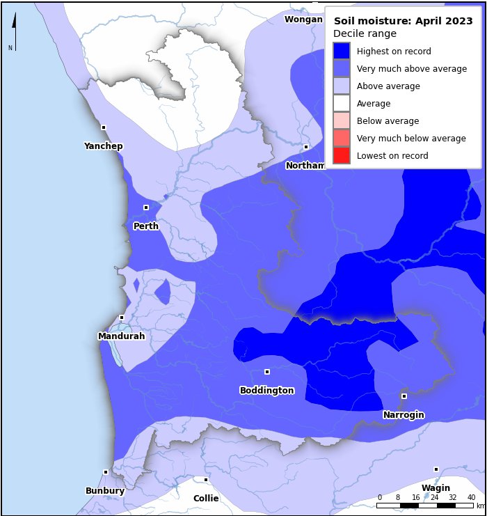Soil moisture deciles: April 2023