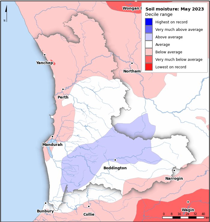 Soil moisture deciles: May 2023