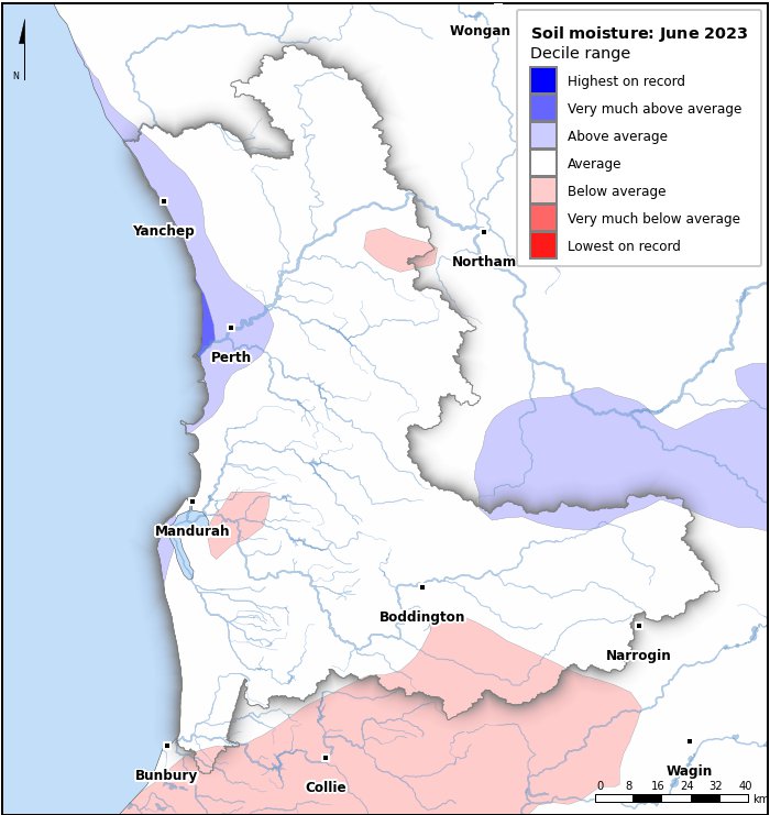 Soil moisture deciles: June 2023