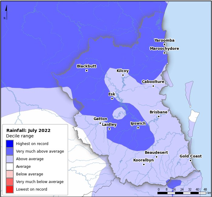 Rainfall deciles: July 2022