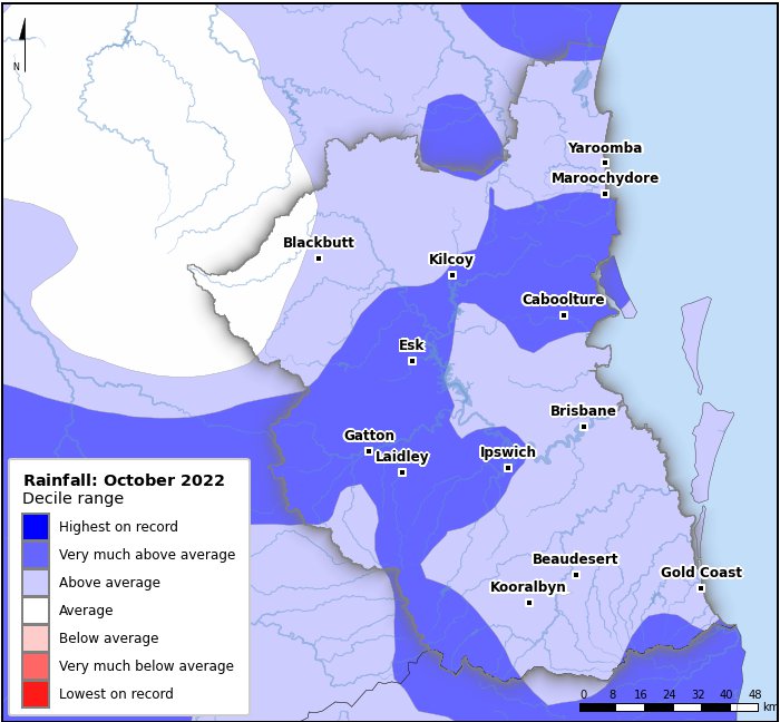Rainfall deciles: October 2022