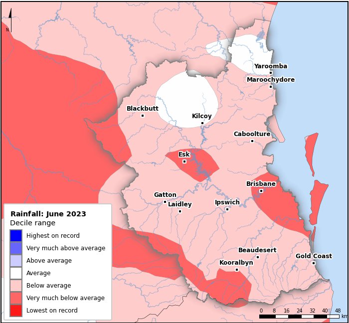 Rainfall deciles: June 2023