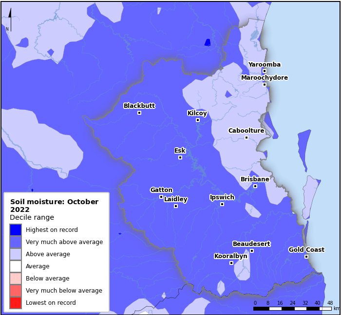 Soil moisture deciles: October 2022