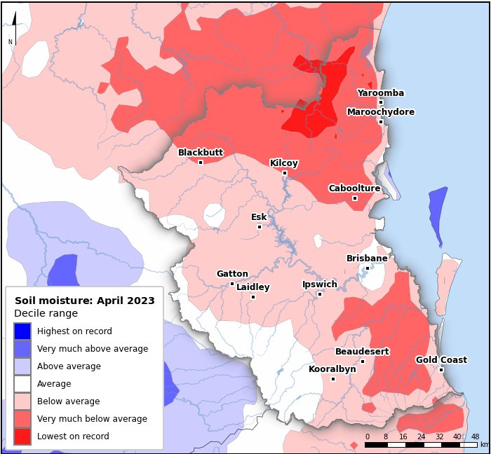 Soil moisture deciles: April 2023