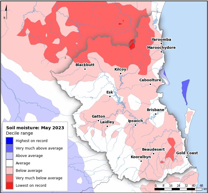 Soil moisture deciles: May 2023