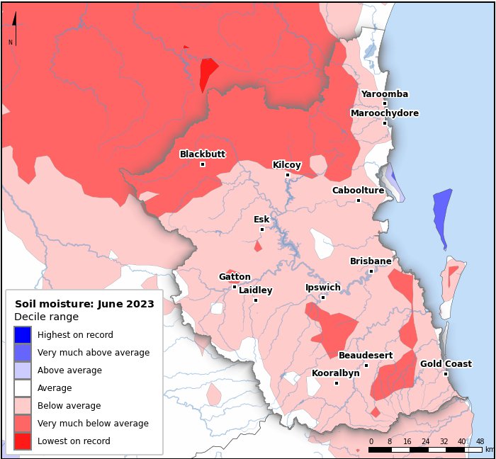 Soil moisture deciles: June 2023