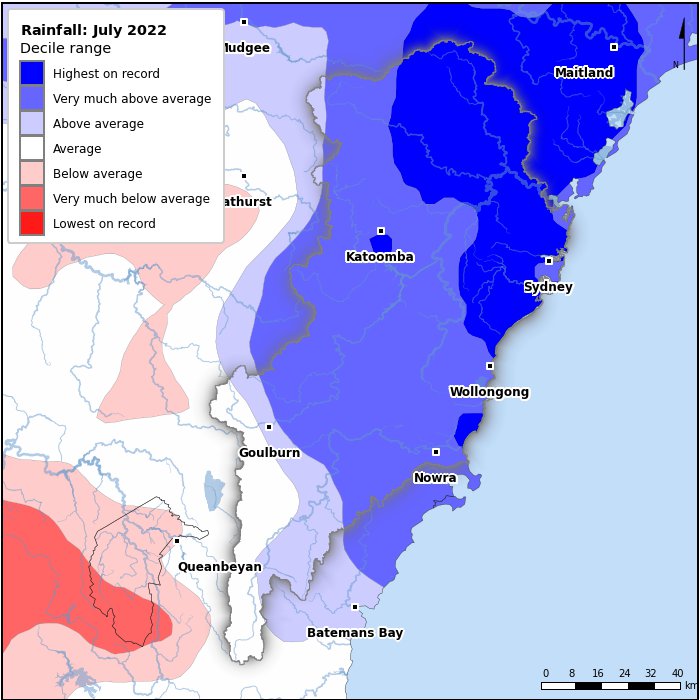 Rainfall deciles: July 2022