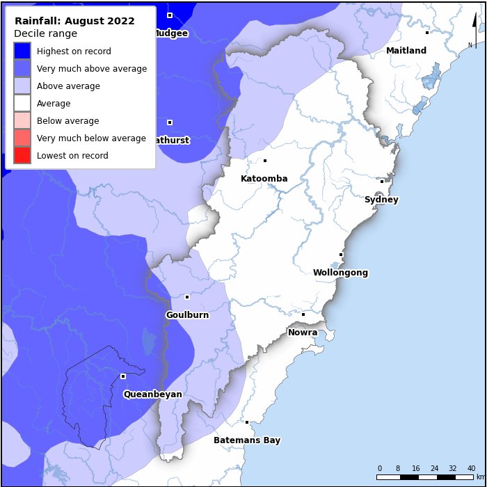 Rainfall deciles: August 2022